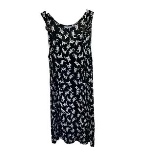 Caribbean Blues OS Tank Dress Salamander Print Black Sundress Swim Beachwear Cov